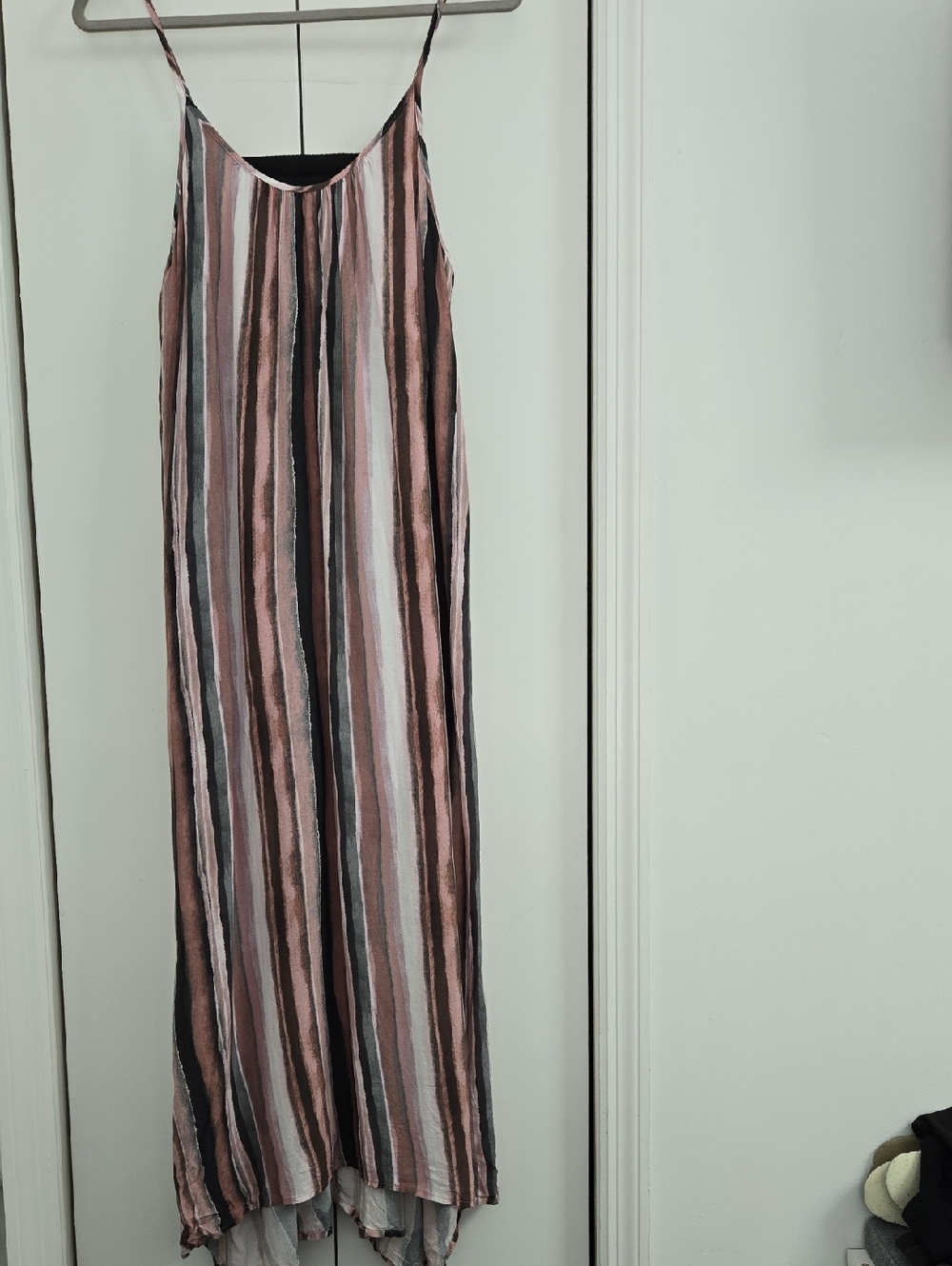 Striped Pink and Black Maxi Slip Dress